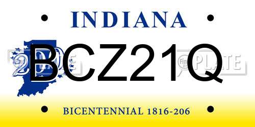 BCZ21Q Indiana License Plate