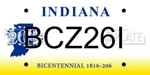 BCZ26I Indiana License Plate