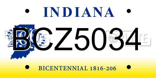 BCZ5034 Indiana License Plate