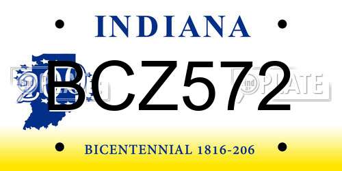 BCZ572 Indiana License Plate