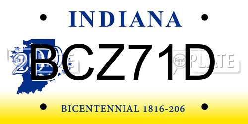 BCZ71D Indiana License Plate