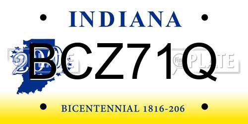 BCZ71Q Indiana License Plate