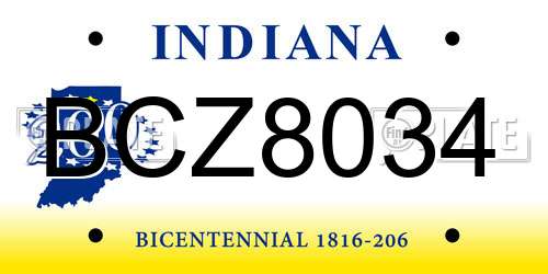 BCZ8034 Indiana License Plate