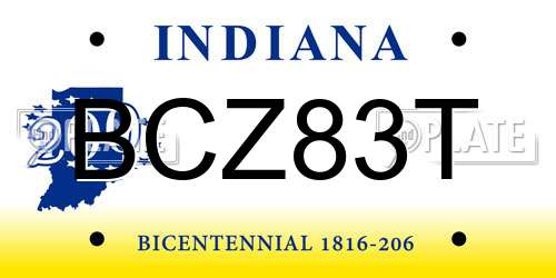 BCZ83T Indiana License Plate