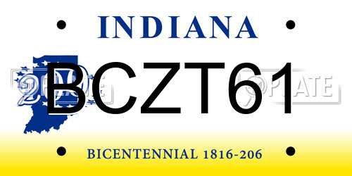 BCZT61 Indiana License Plate