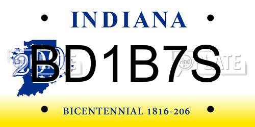 BD1B7S Indiana License Plate