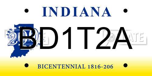 BD1T2A Indiana License Plate