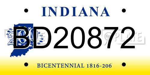 BD20872 Indiana License Plate