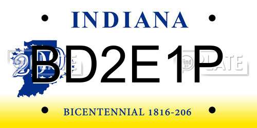 BD2E1P Indiana License Plate