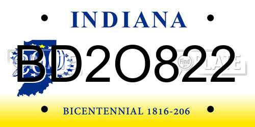 BD2O822 Indiana License Plate