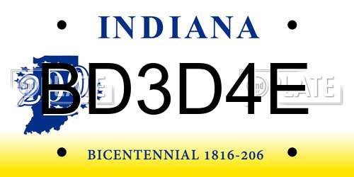 BD3D4E Indiana License Plate