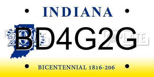 BD4G2G Indiana License Plate