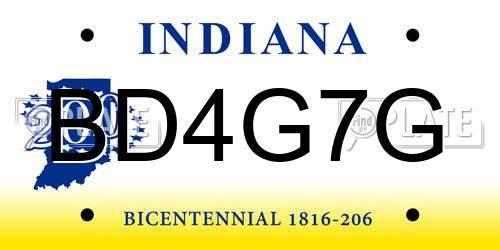 BD4G7G Indiana License Plate