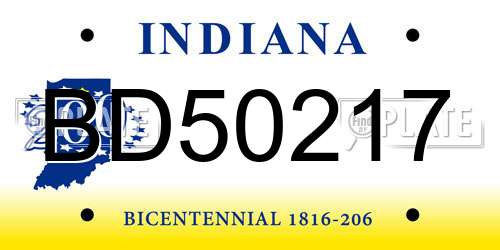 BD50217 Indiana License Plate