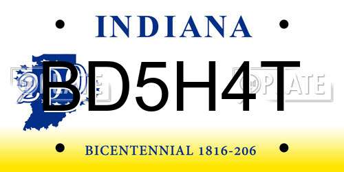 BD5H4T Indiana License Plate