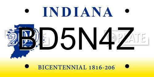 BD5N4Z Indiana License Plate