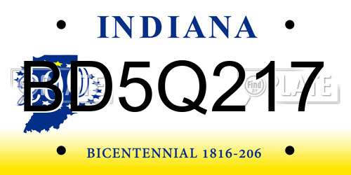 BD5Q217 Indiana License Plate
