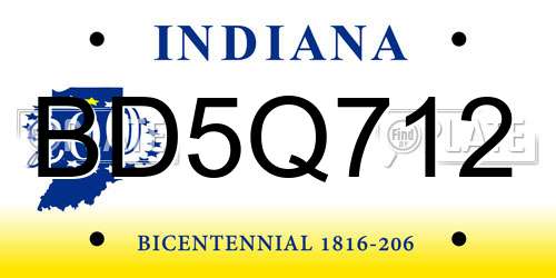 BD5Q712 Indiana License Plate