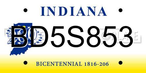 BD5S853 Indiana License Plate