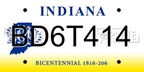 BD6T414 Indiana License Plate