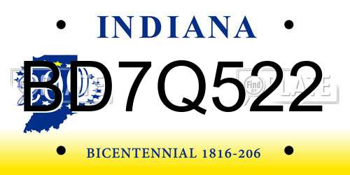 BD7Q522 Indiana License Plate