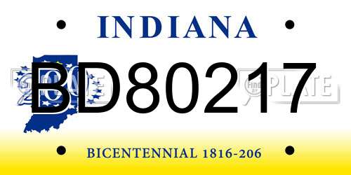 BD80217 Indiana License Plate