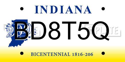 BD8T5Q Indiana License Plate
