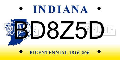 BD8Z5D Indiana License Plate