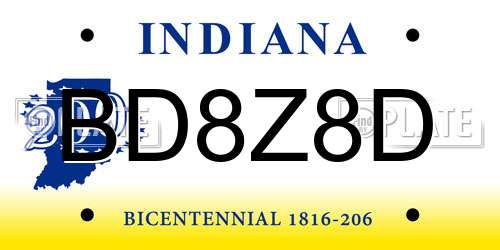 BD8Z8D Indiana License Plate