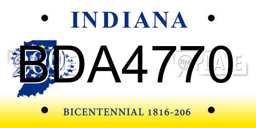 BDA4770 Indiana License Plate