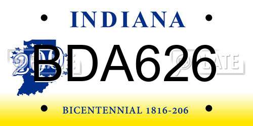BDA626 Indiana License Plate
