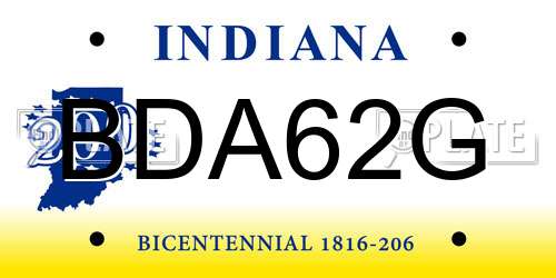 BDA62G Indiana License Plate