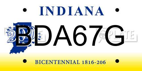 BDA67G Indiana License Plate