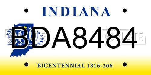 BDA8484 Indiana License Plate