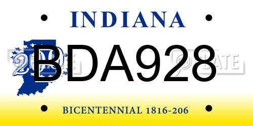 BDA928 Indiana License Plate