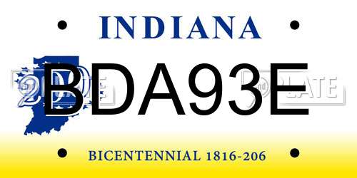 BDA93E Indiana License Plate