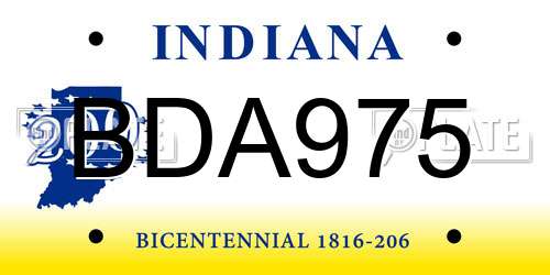 BDA975 Indiana License Plate