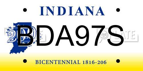 BDA97S Indiana License Plate