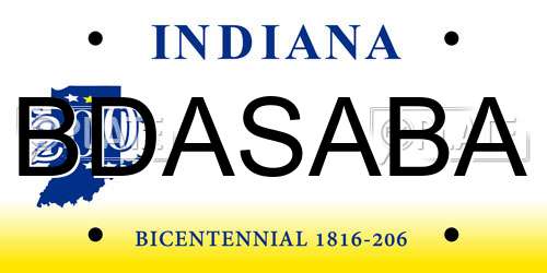 BDASABA Indiana License Plate