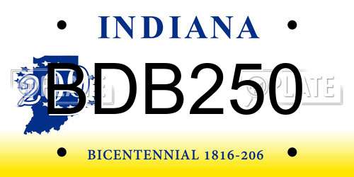 BDB250 Indiana License Plate