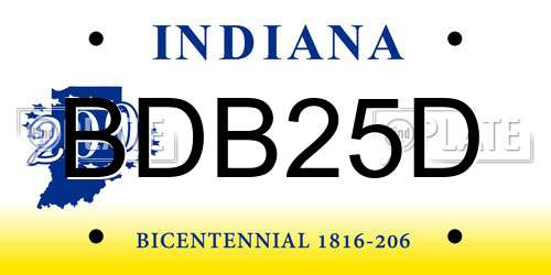 BDB25D Indiana License Plate