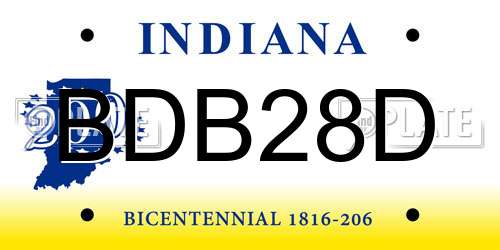 BDB28D Indiana License Plate