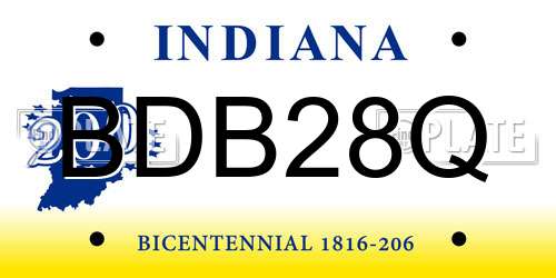 BDB28Q Indiana License Plate