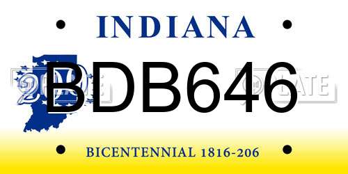 BDB646 Indiana License Plate