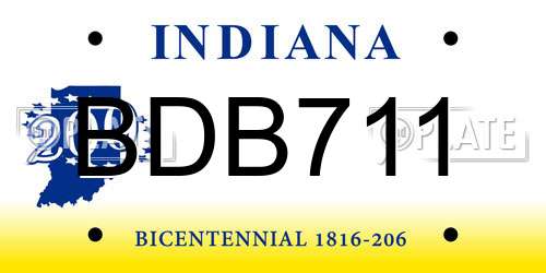BDB711 Indiana License Plate