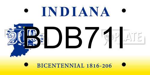 BDB71I Indiana License Plate