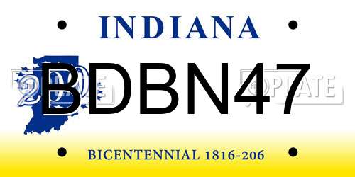 BDBN47 Indiana License Plate