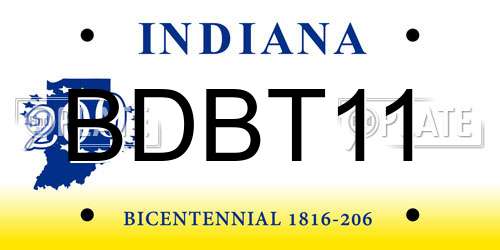 BDBT11 Indiana License Plate