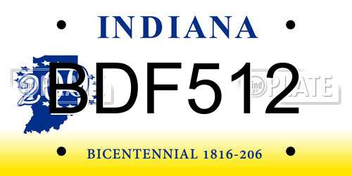 BDF512 Indiana License Plate