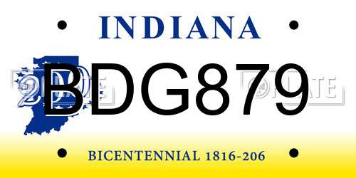 BDG879 Indiana License Plate